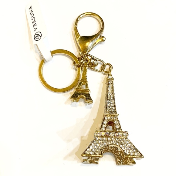 Accessories - Eiffel Tower Gold, Rhinestone Purse Charm & Keychain